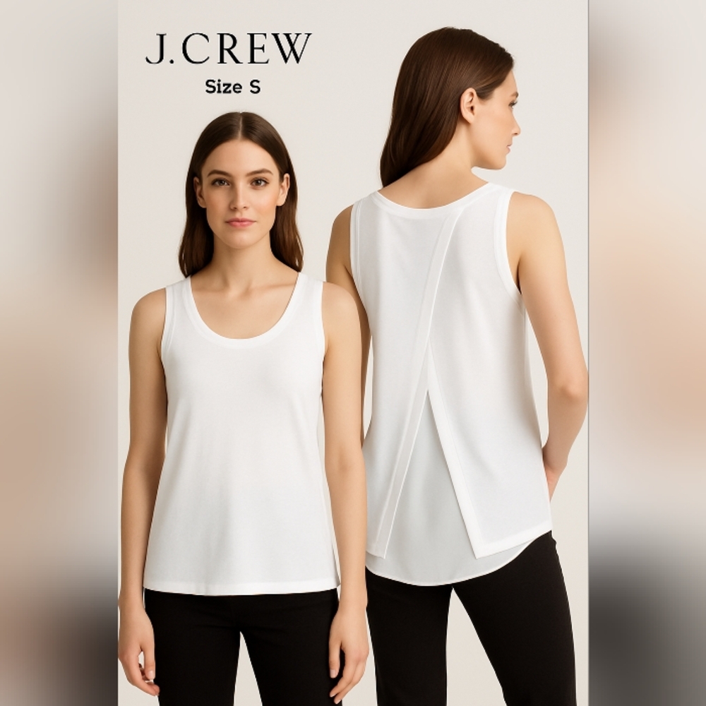 J.Crew Women's White Sleeveless Tank Top Rayon Elastane Size S